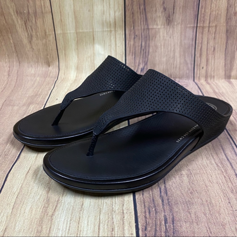 Black Leather Perforated Fitflop Size 8